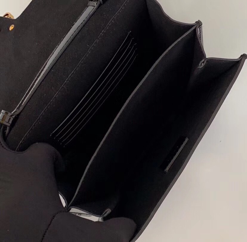 F**di karligraphy bag in black patent leather