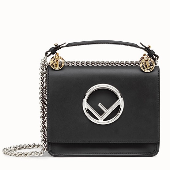 F**di small kan i f bag in black calfskin