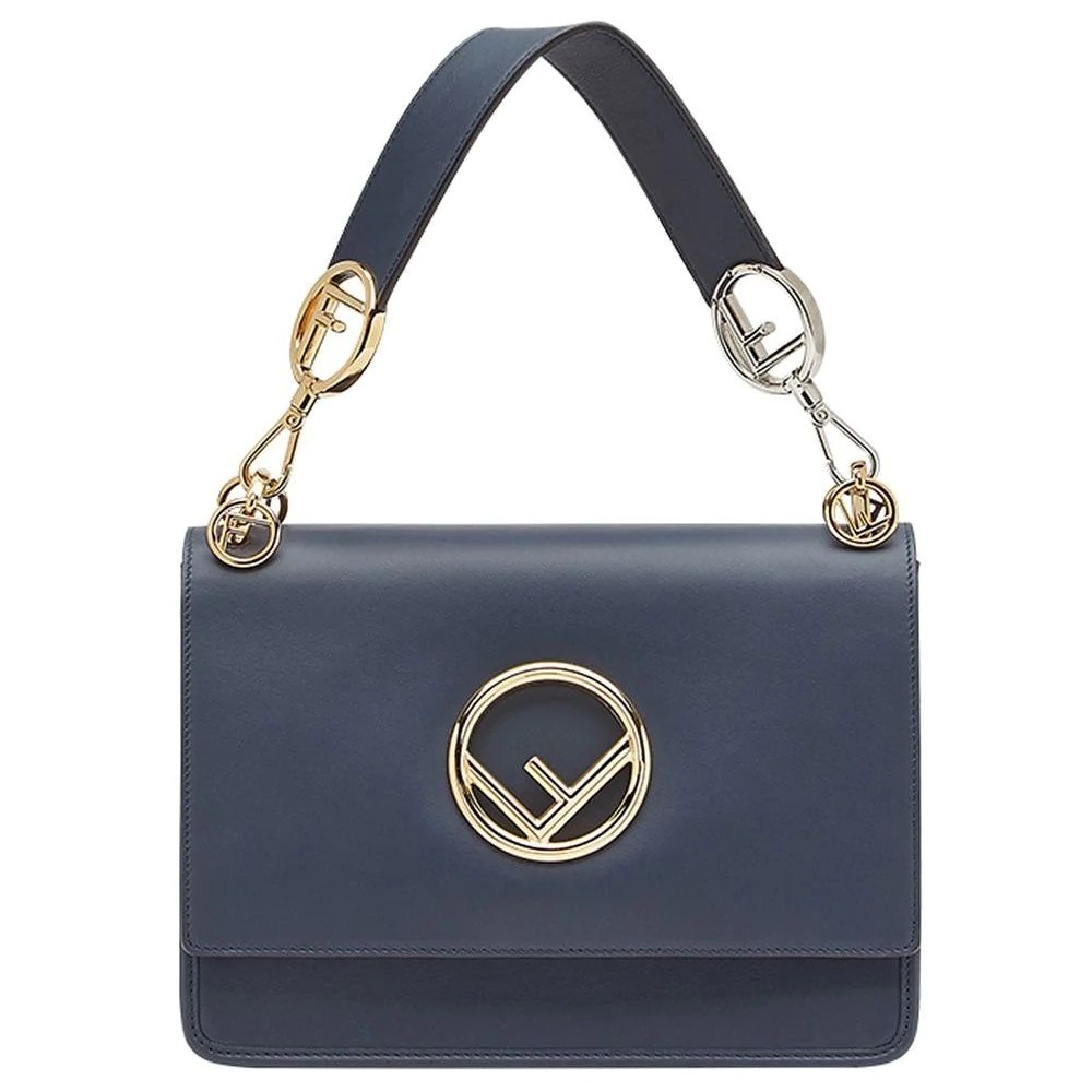 F**di kan i f shoulder bag in blue calfskin