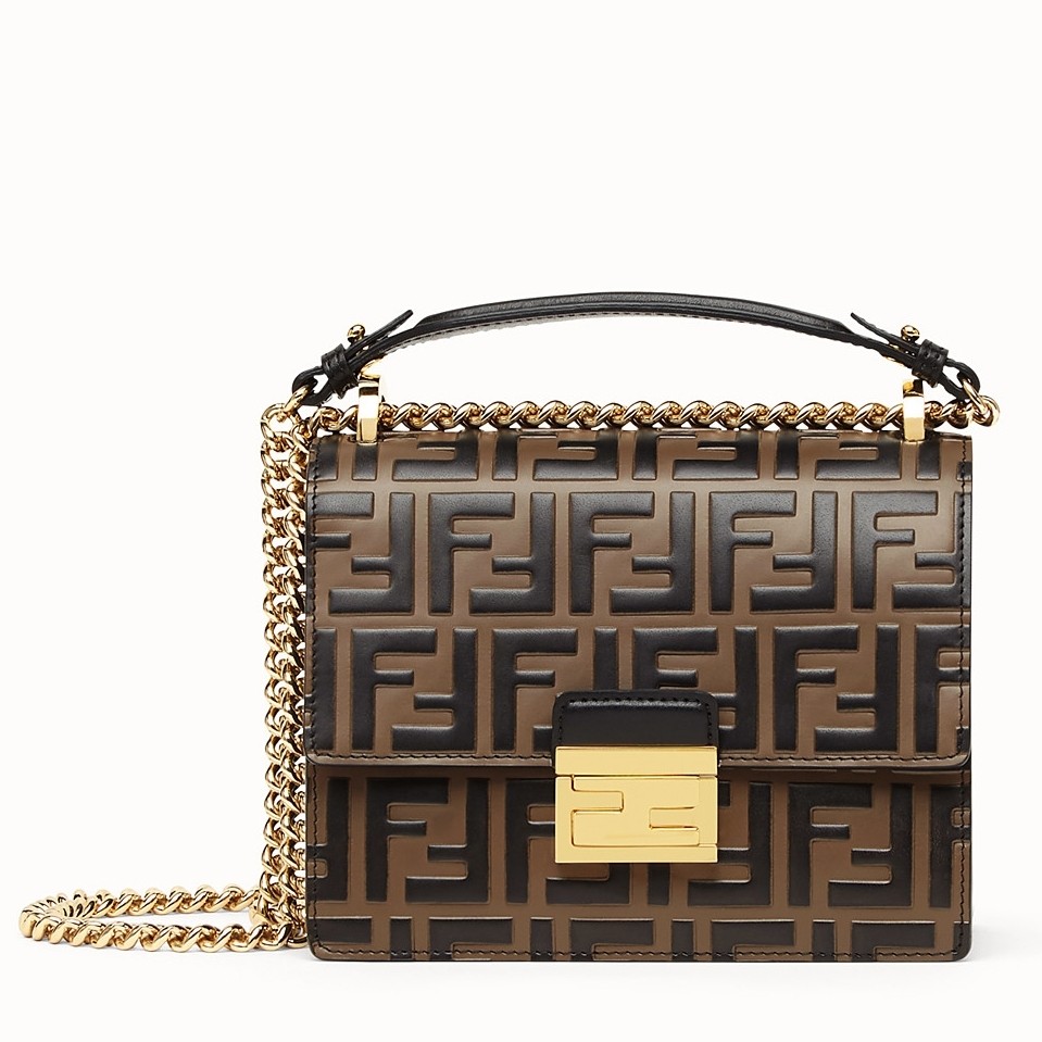F**di small kan u bag in calfskin embossed with ff