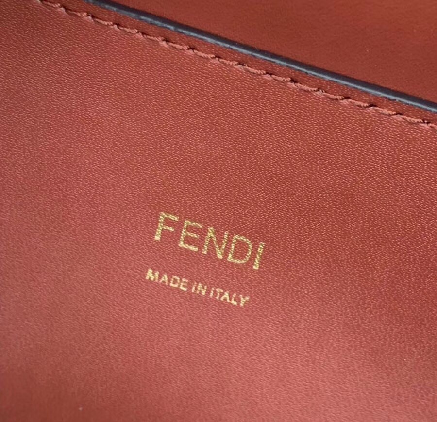 F**di small kan u bag in white perforated calf leather