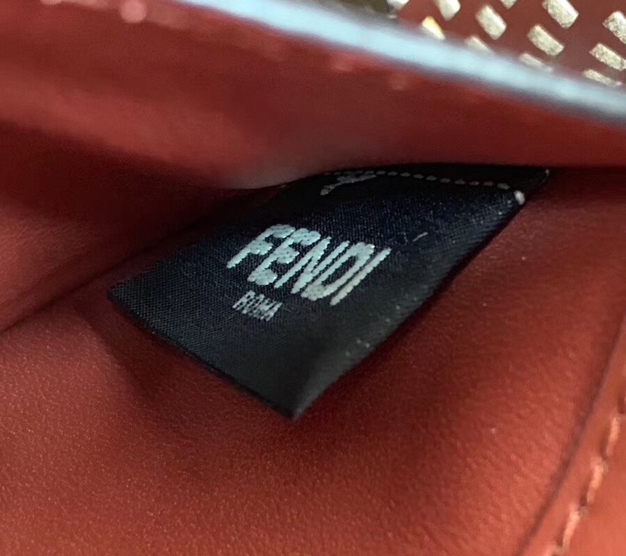 F**di small kan u bag in white perforated calf leather