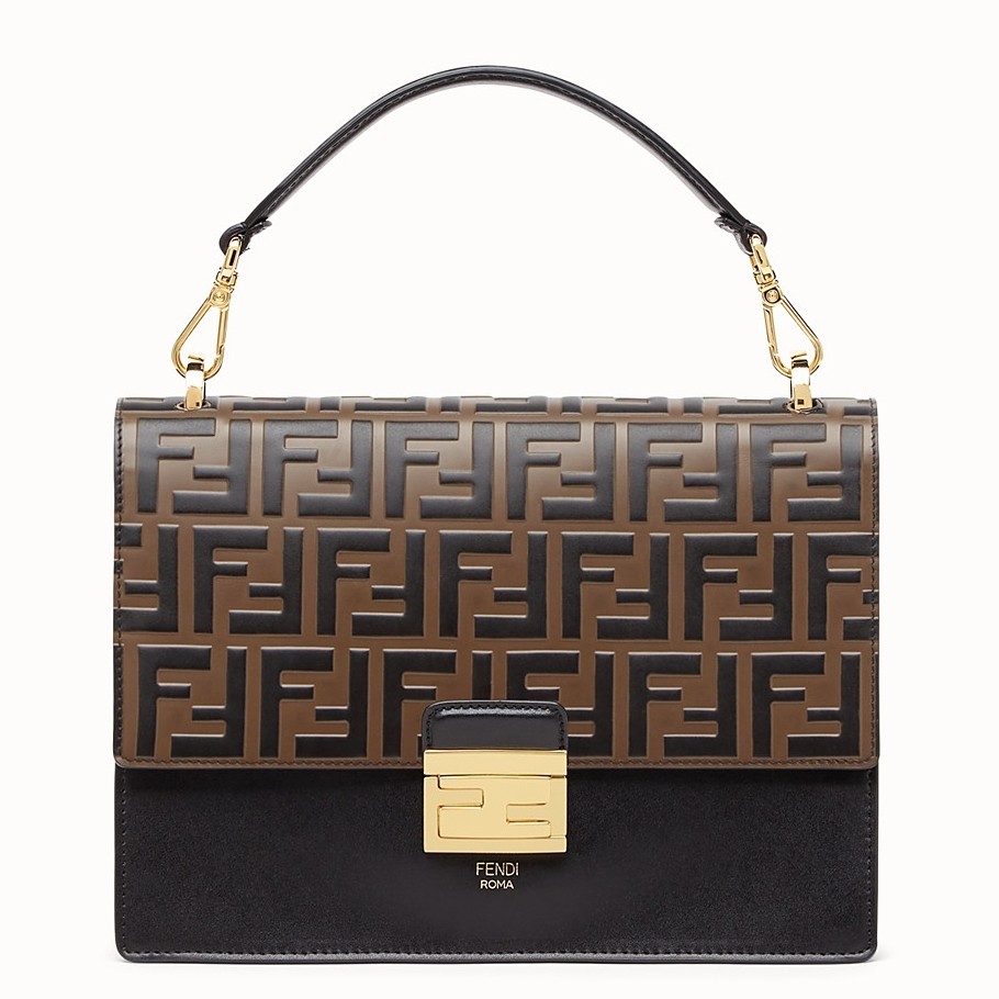 F**di kan u ff flap bag in brick red calfskin