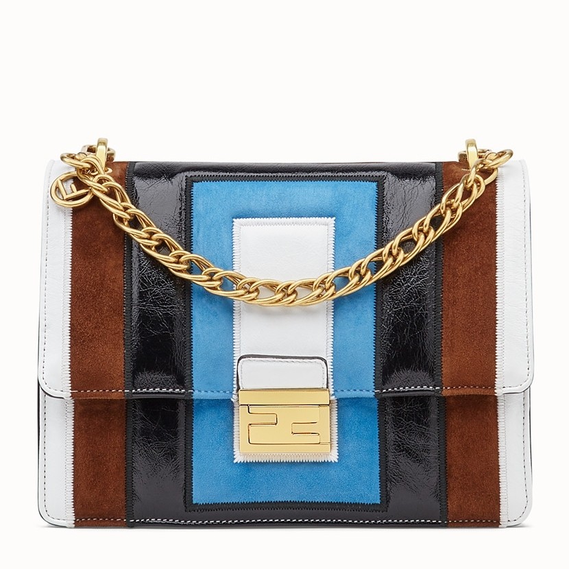 F**di kan u shoulder bag in multicolor leather and suede