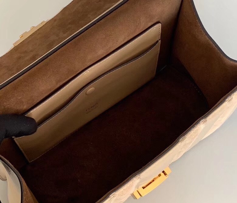 F**di kan u bag in beige leather and suede