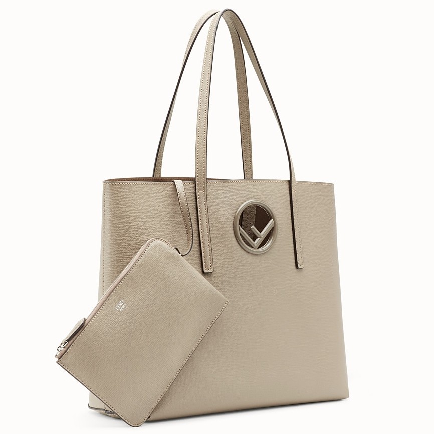F**di grey leather logo shopper bag