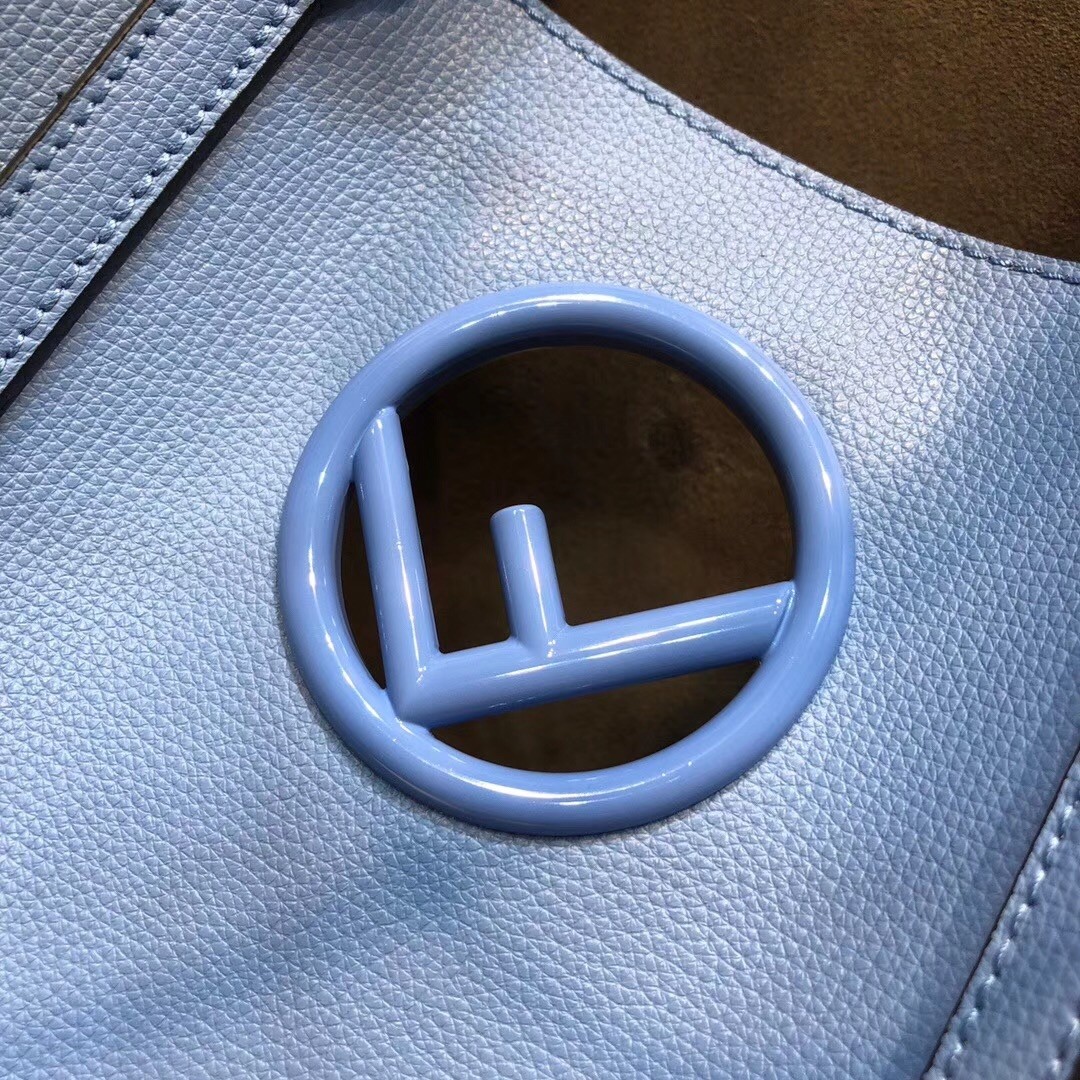 F**di blue leather logo shopper bag