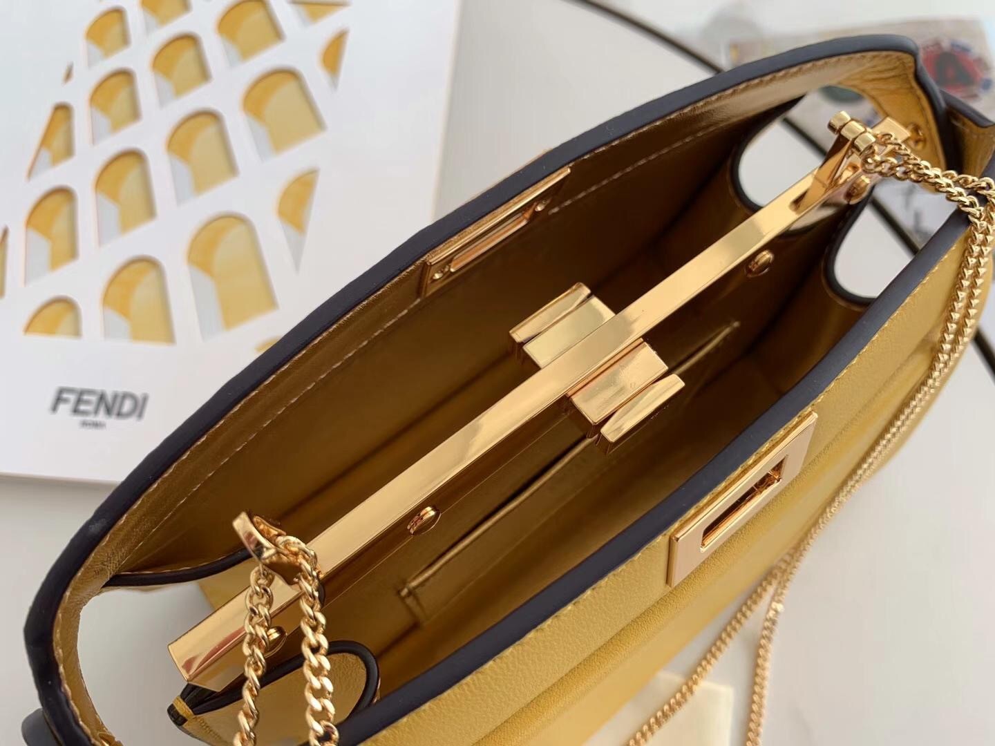 F**di yellow peekaboo iseeu pochette bag