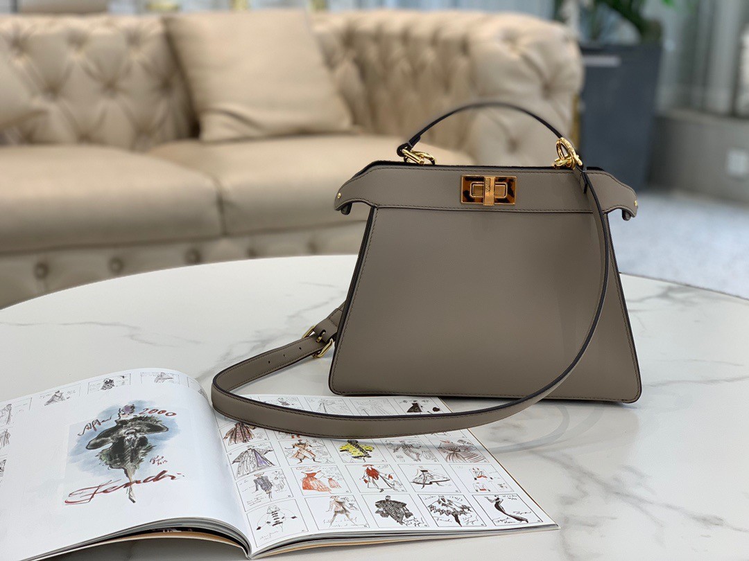 F**di peekaboo iseeu small bag in grey calfskin
