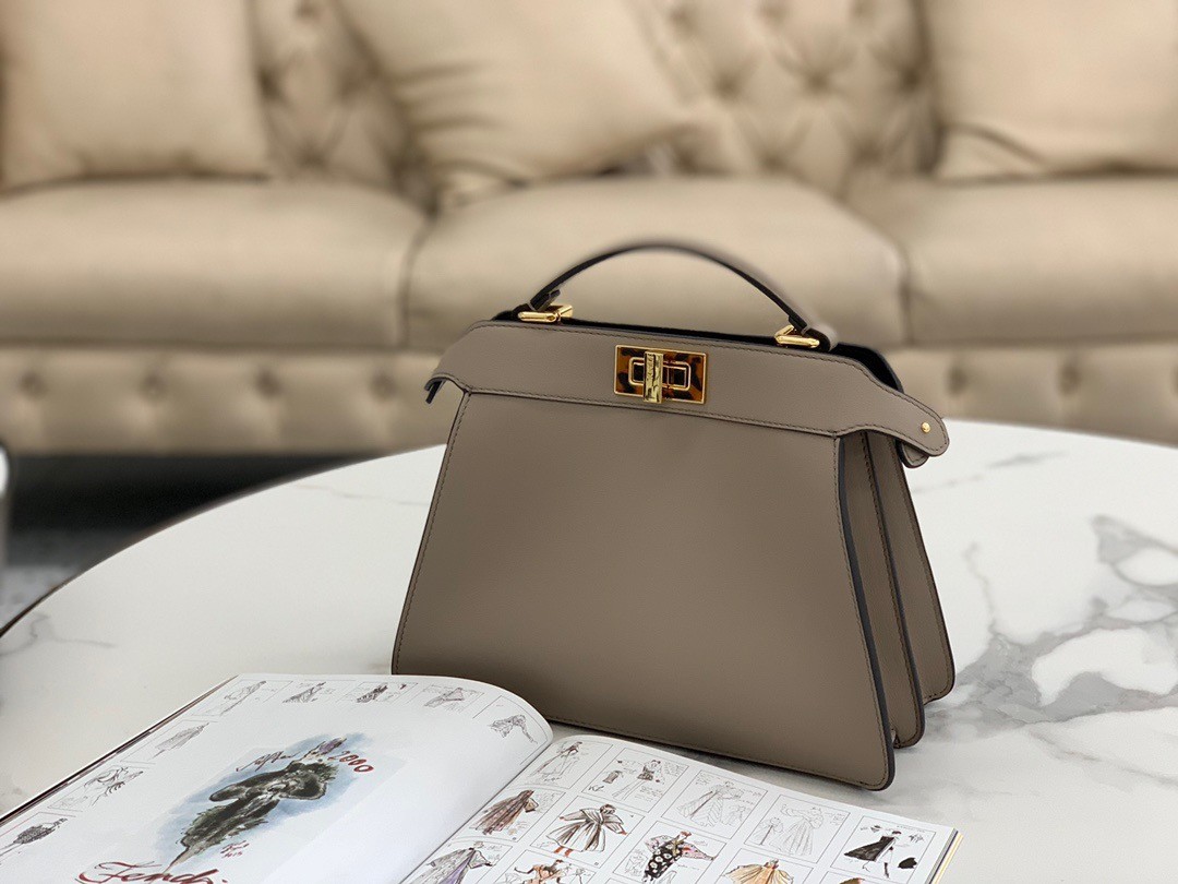 F**di peekaboo iseeu small bag in grey calfskin
