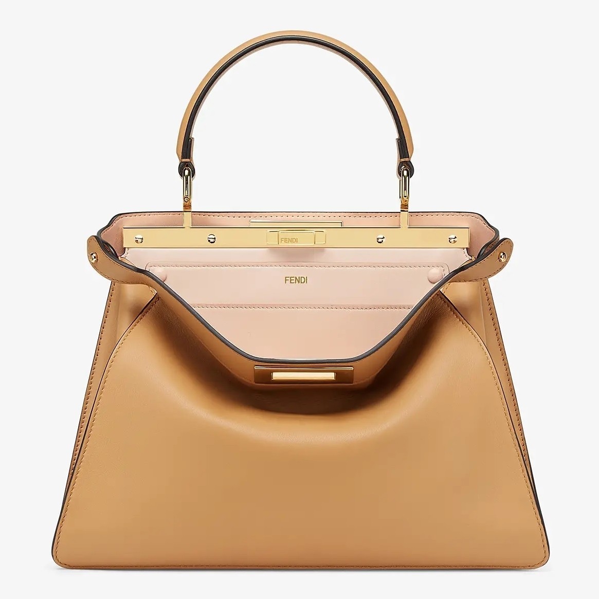 F**di peekaboo iseeu medium bag in beige leather