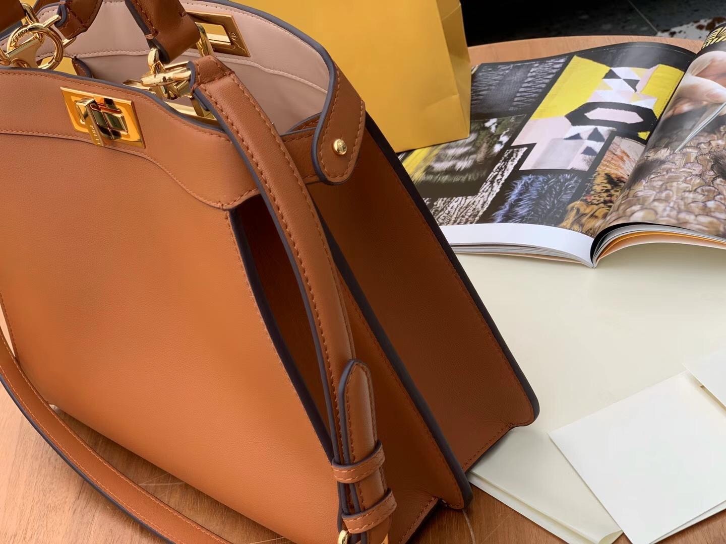 F**di peekaboo iseeu medium bag in brown leather