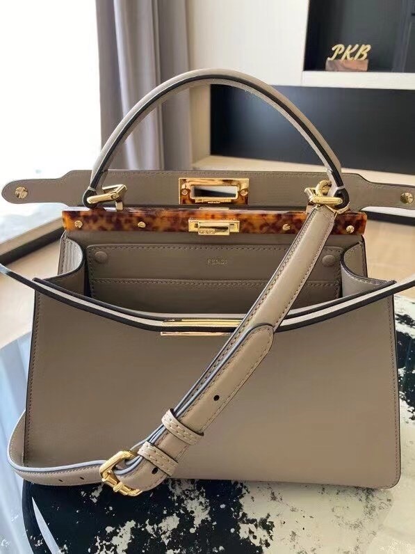 F**di grey peekaboo iseeu medium bag with tortoiseshell