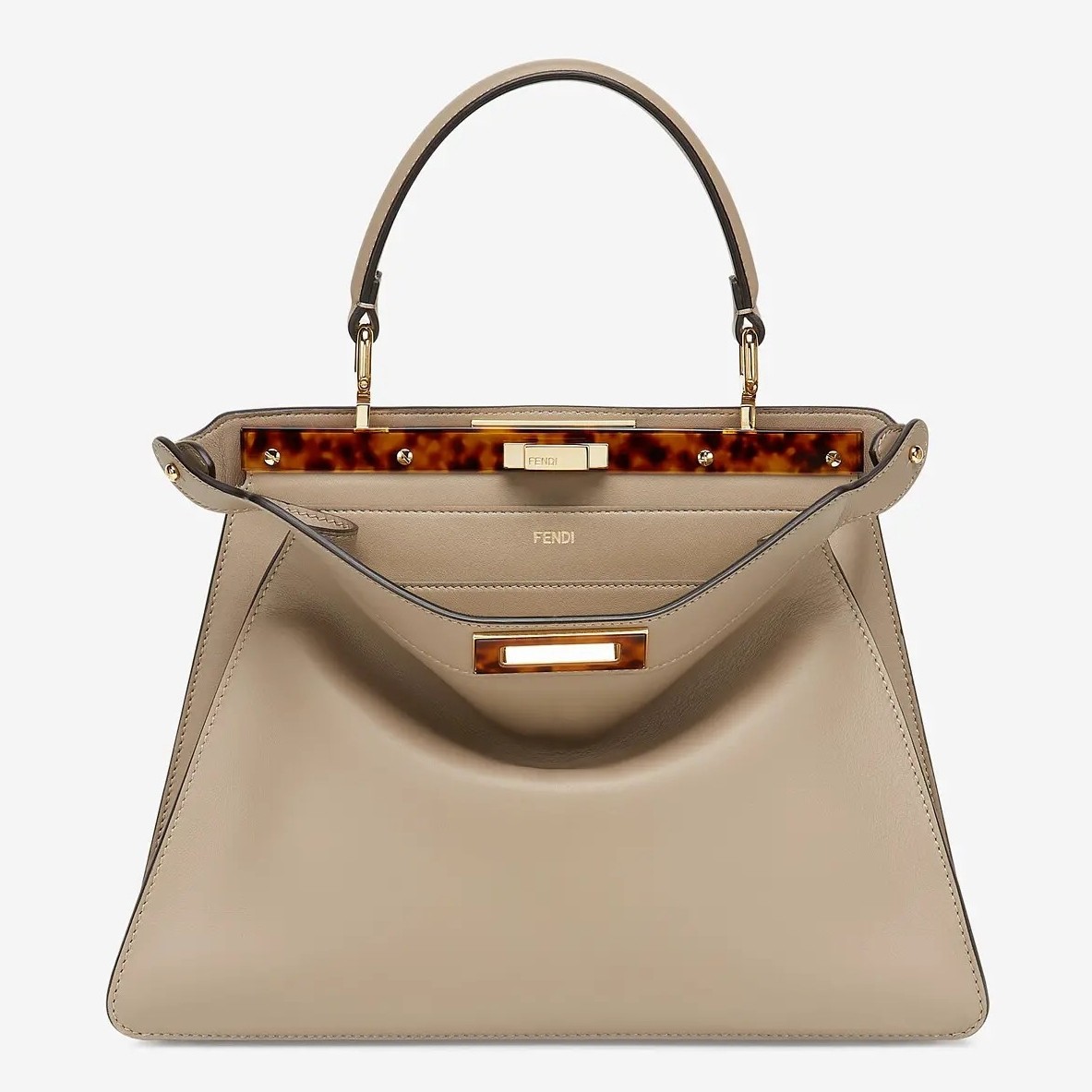 F**di grey peekaboo iseeu medium bag with tortoiseshell