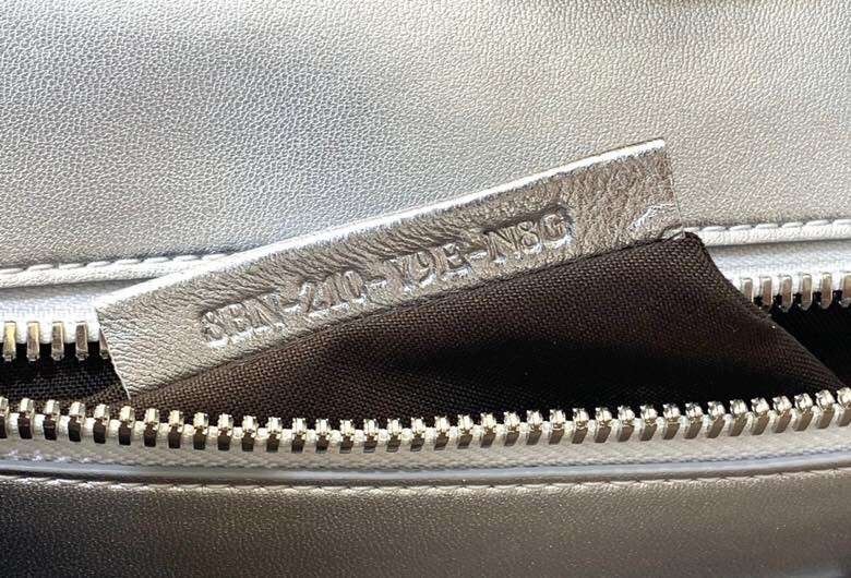 F**di peekaboo medium bag in silver metallic lambskin
