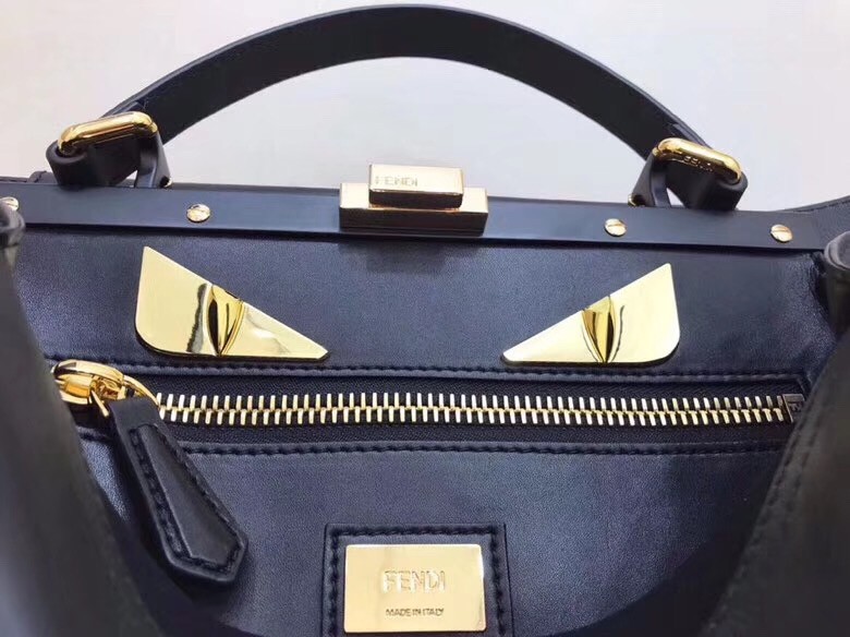 F**di black peekaboo medium bag with bag bugs eyes