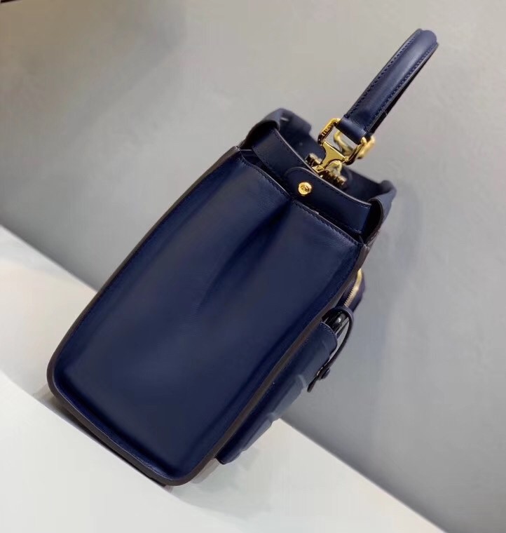 F**di peekaboo pocket medium bag in blue calfskin