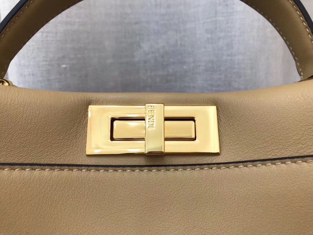 F**di beige peekaboo medium bag with pequin motif