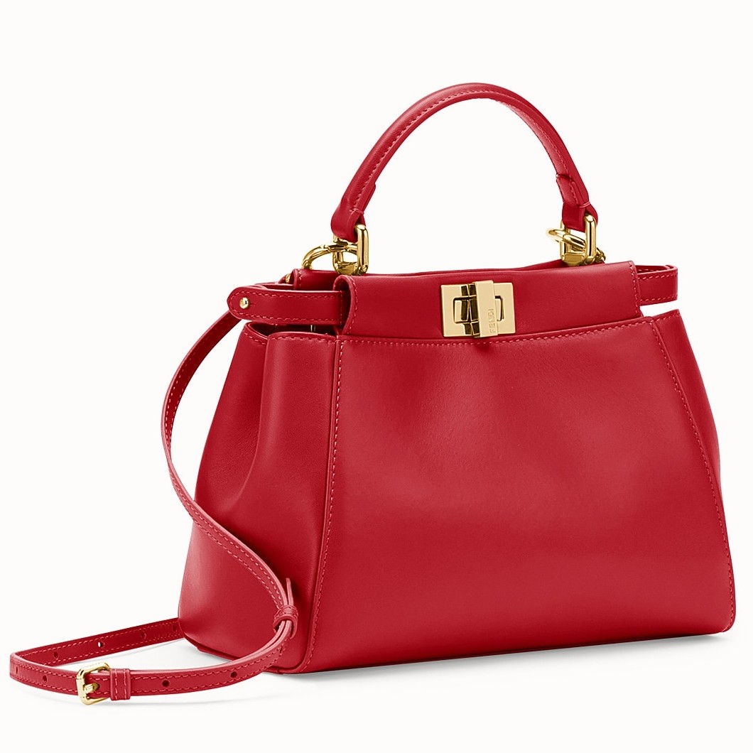 F**di peekaboo mini bag in red nappa leather
