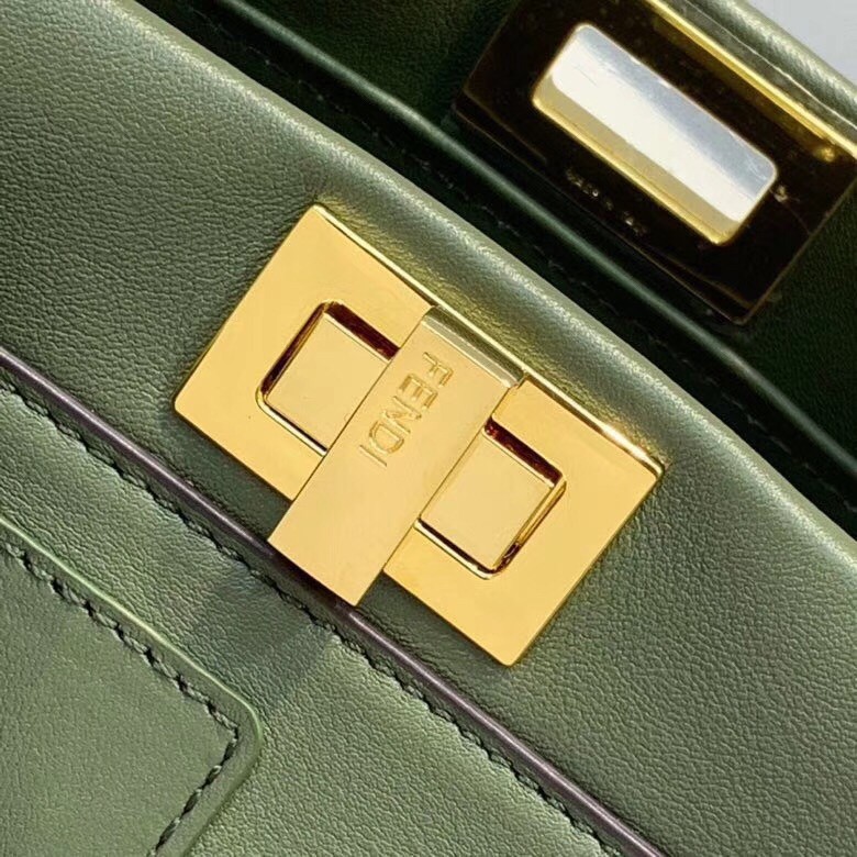 F**di peekaboo mini pocket bag in green calfskin