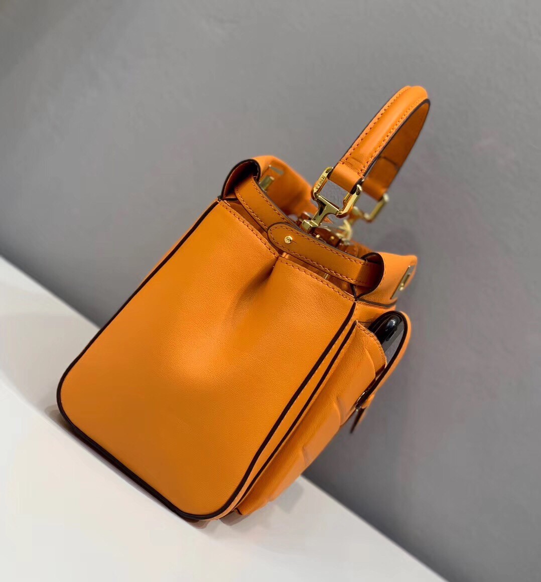 F**di peekaboo mini pocket bag in orange calfskin