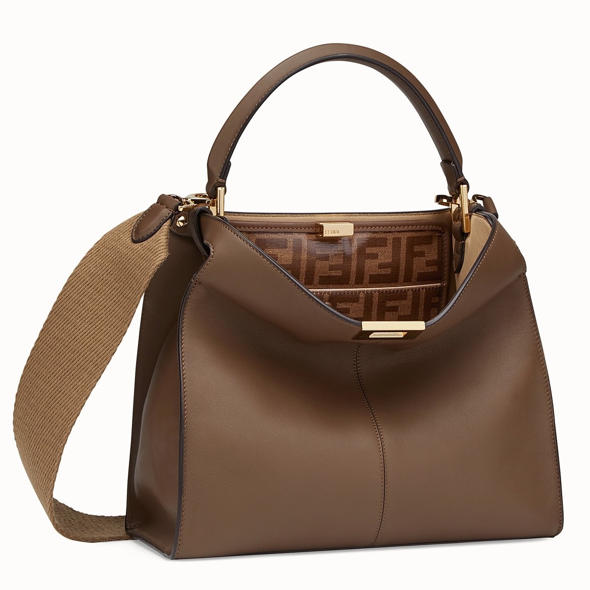 F**di brown peekaboo x lite regular bag