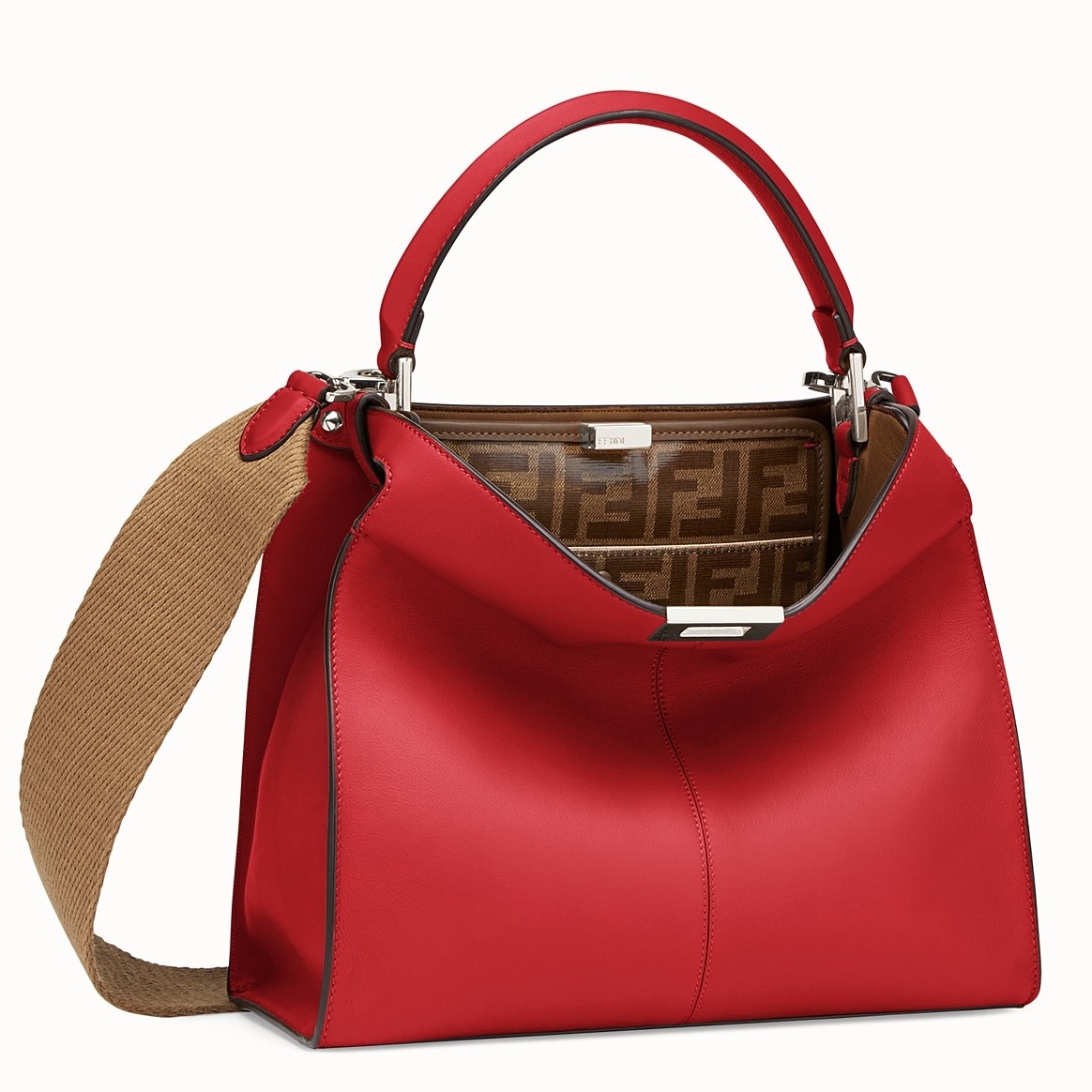 F**di red peekaboo x lite regular bag