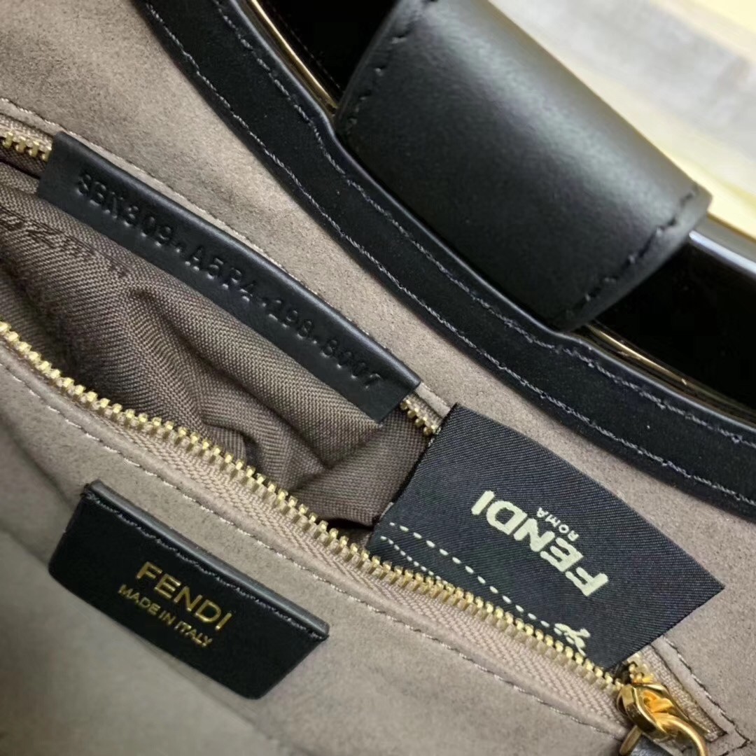 F**di small runaway shopper bag in brown glazed fabric