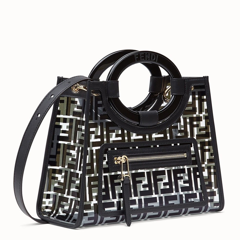 F**di black small pu runaway shopper bag