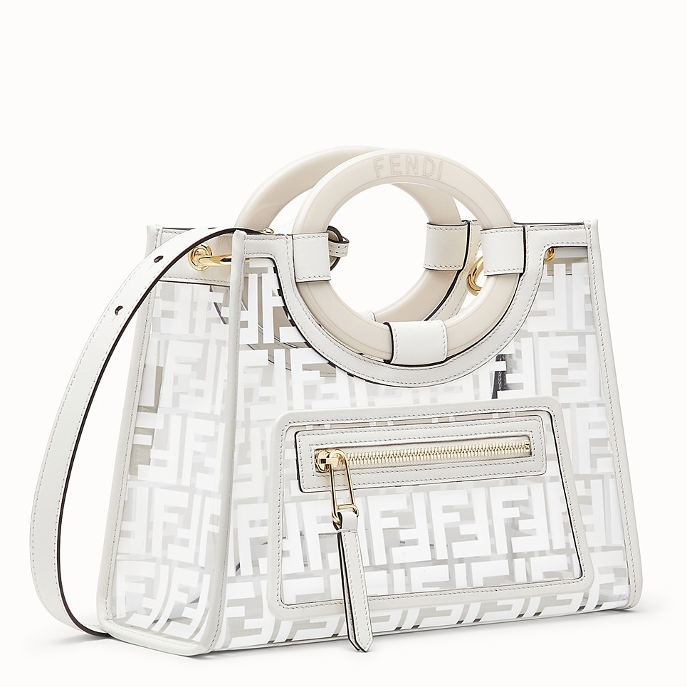 F**di white small pu runaway shopper bag
