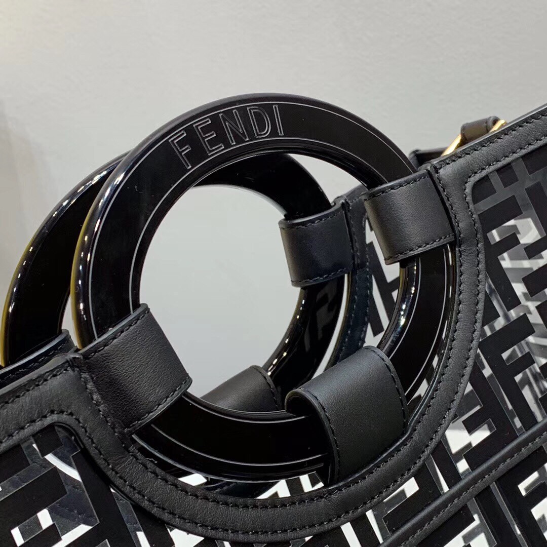 F**di black large pu runaway shopper bag