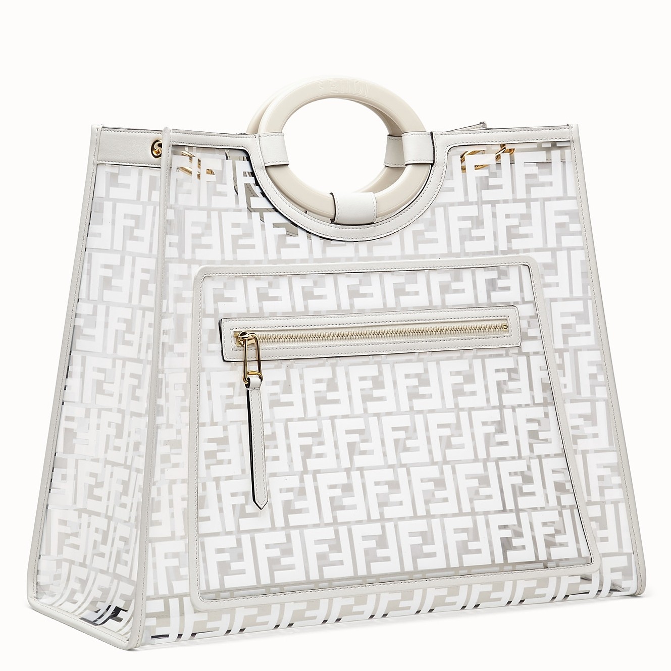 F**di white large pu runaway shopper bag