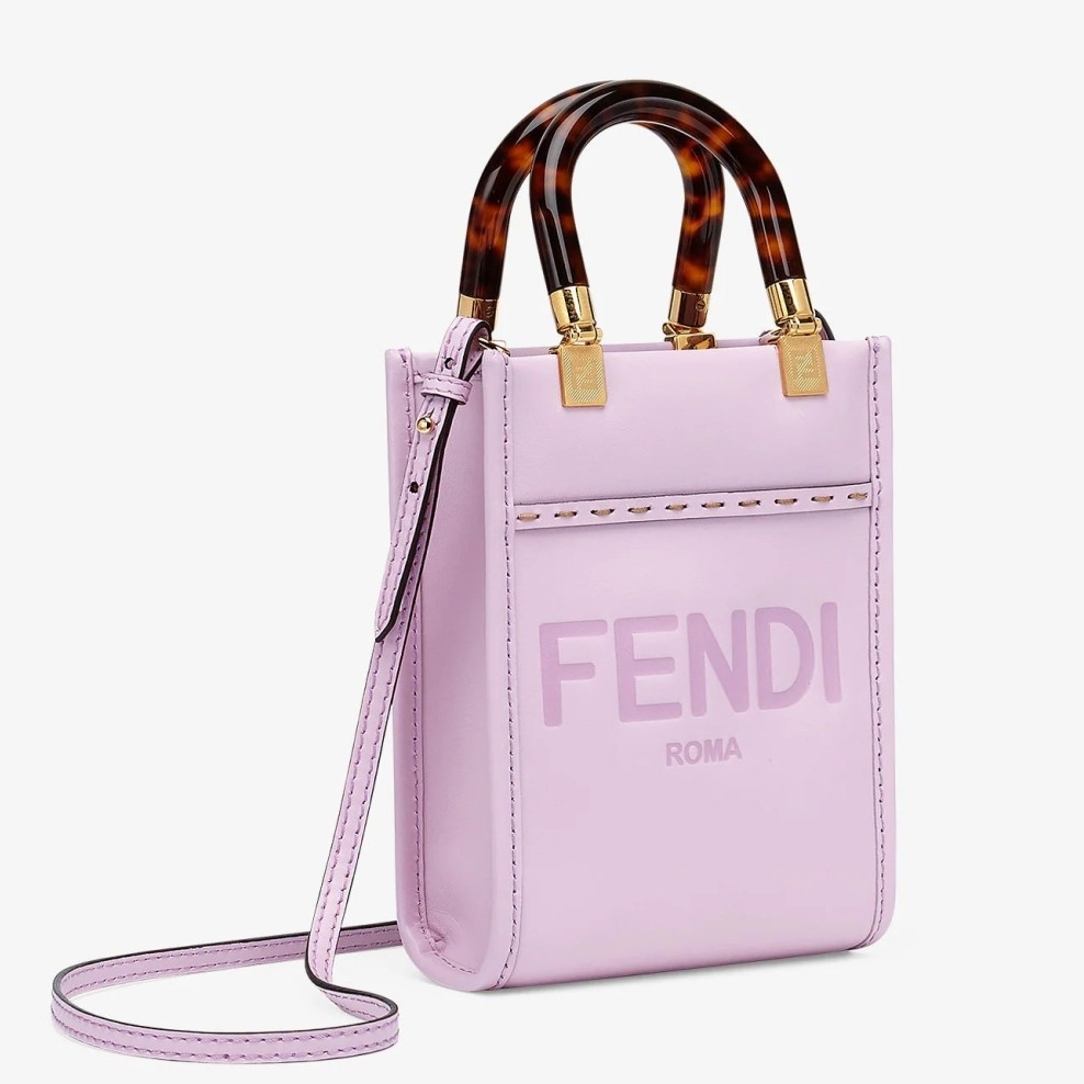 F**di mini sunshine shopper bag in lilas leather