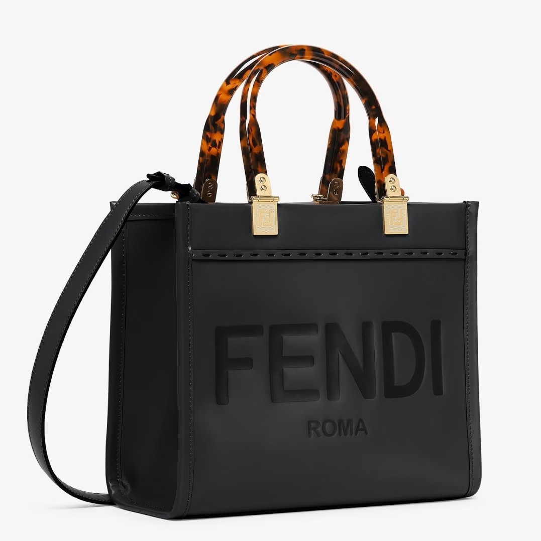 F**di sunshine small tote bag in black calfskin