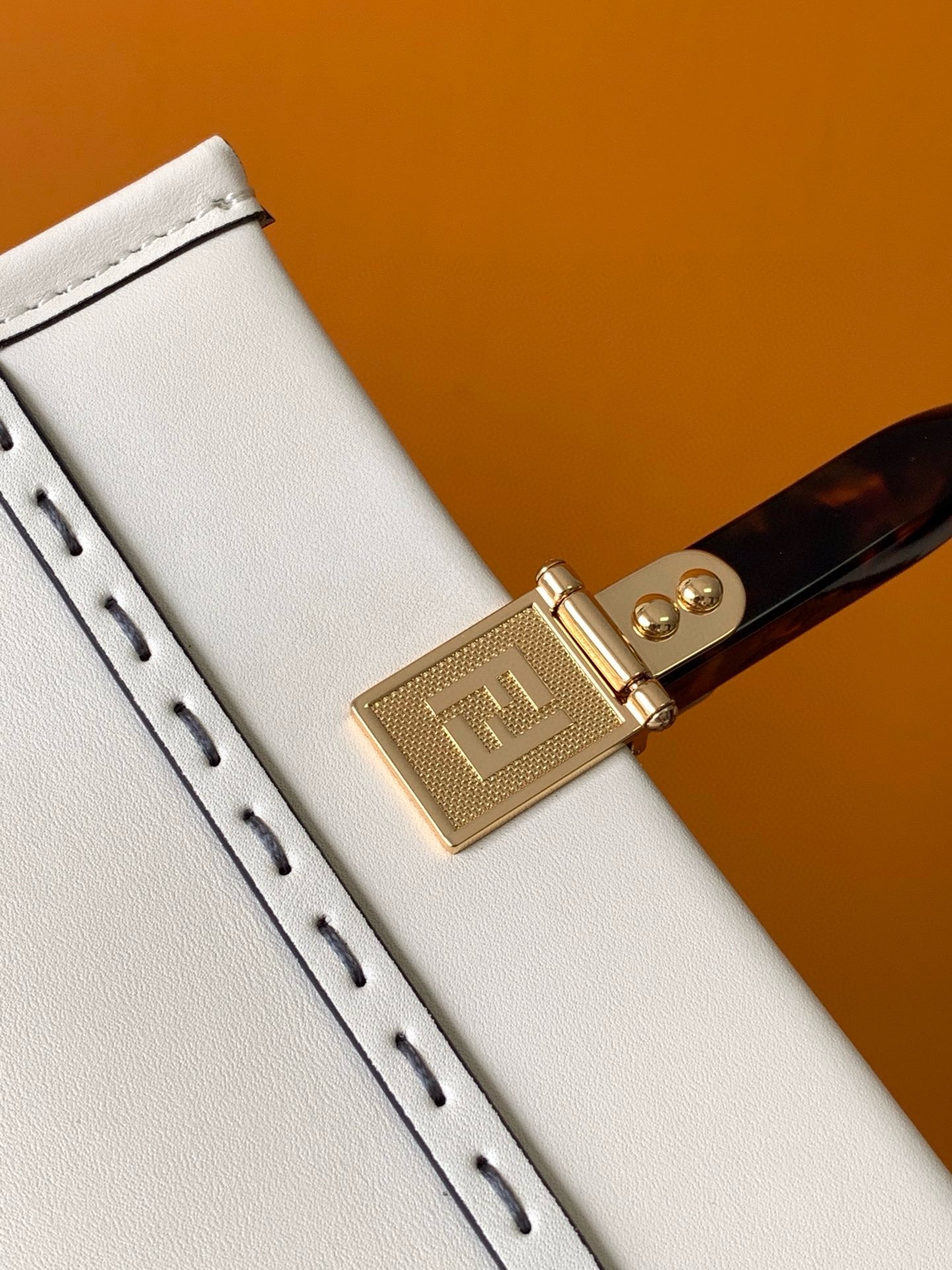 F**di sunshine small tote bag in white calfskin
