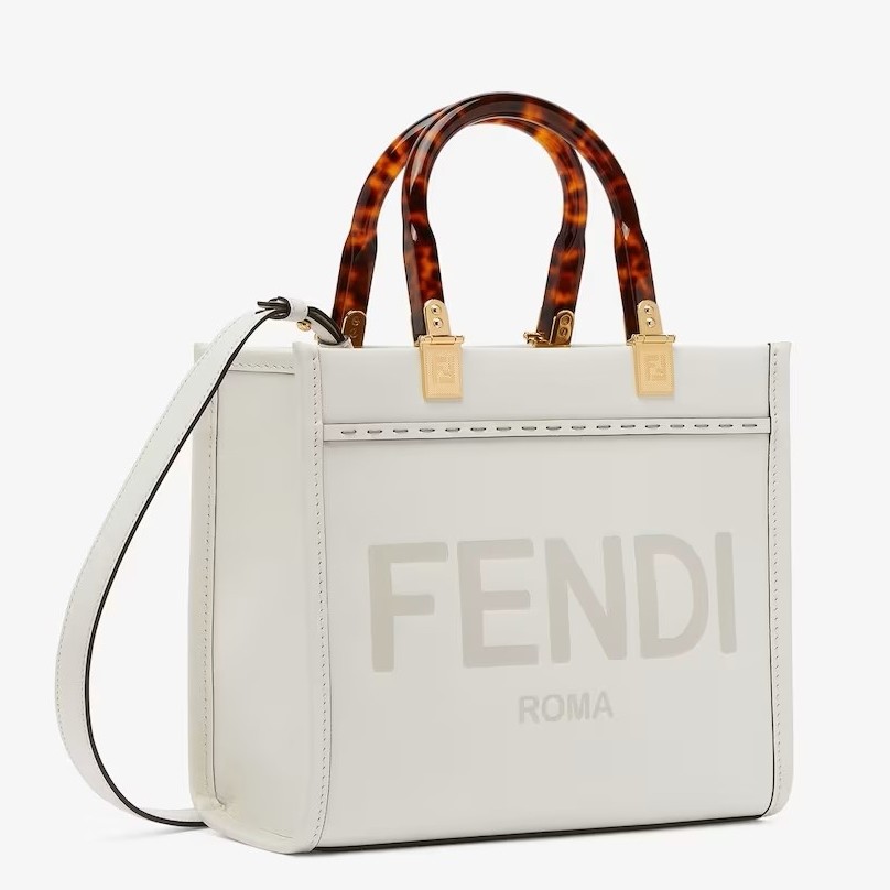 F**di sunshine small tote bag in white calfskin