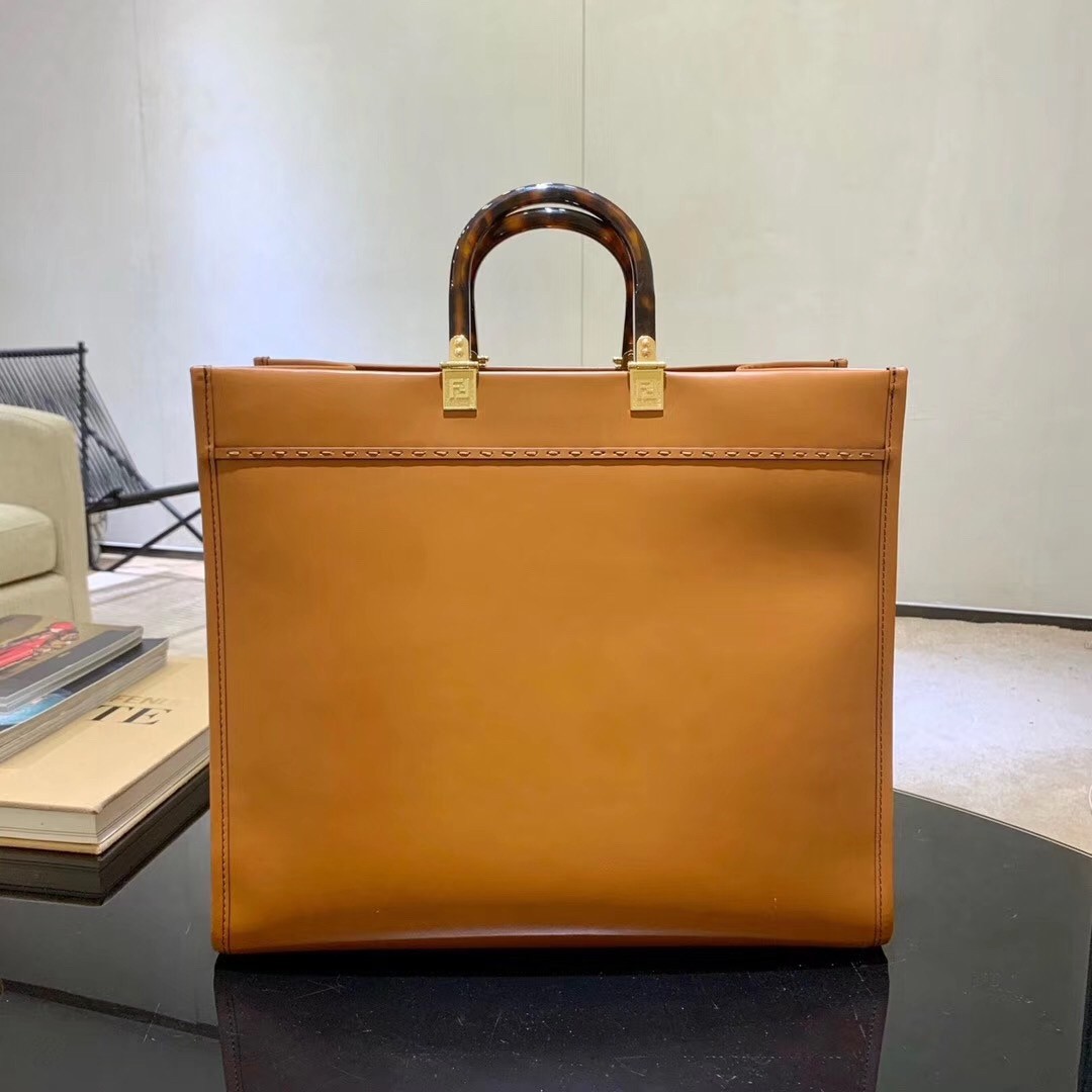F**di sunshine shopper bag in brown calfskin