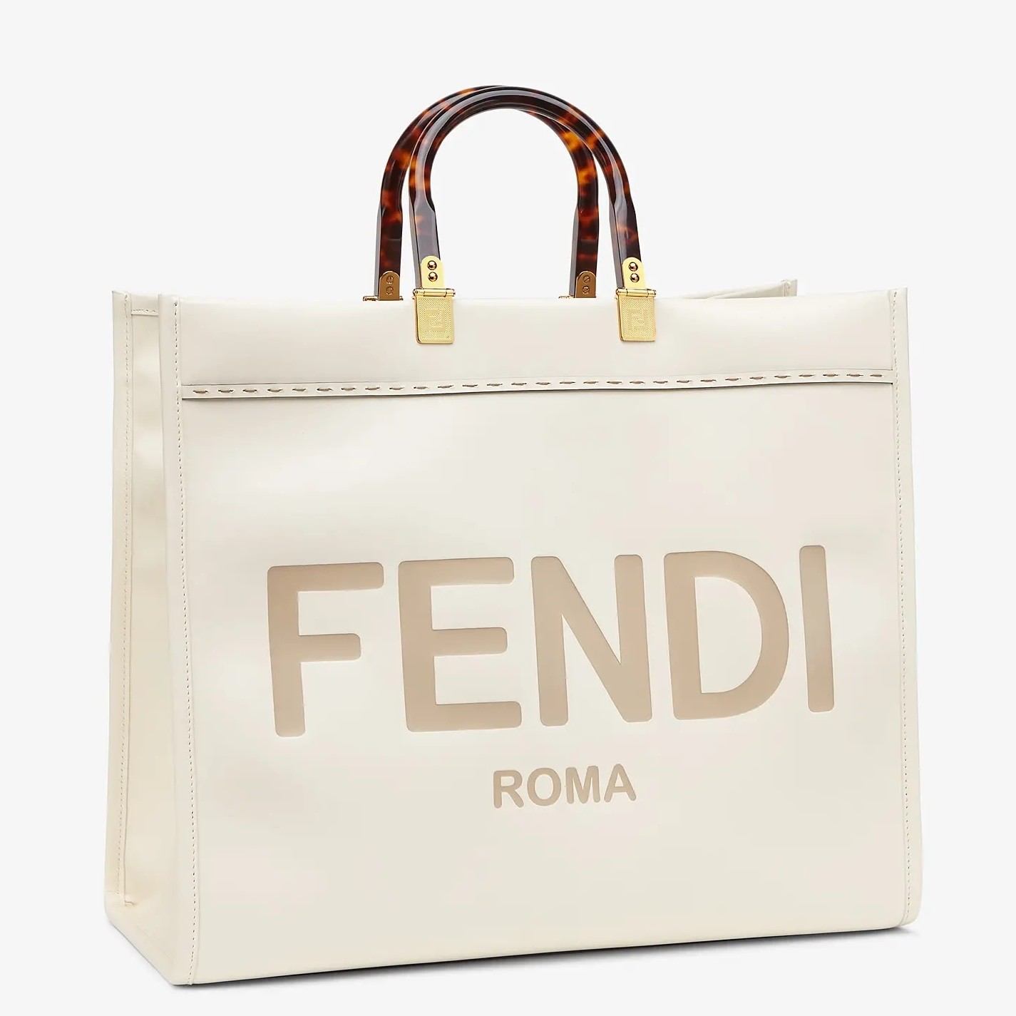 F**di sunshine shopper bag in white calfskin