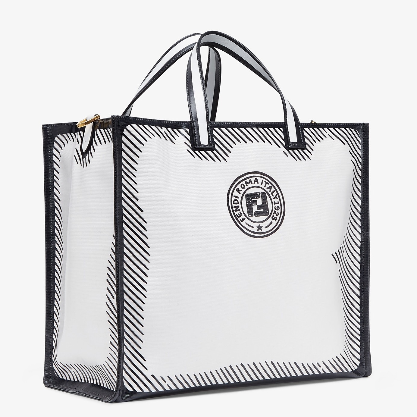 F**di shopper bag in white glazed canvas