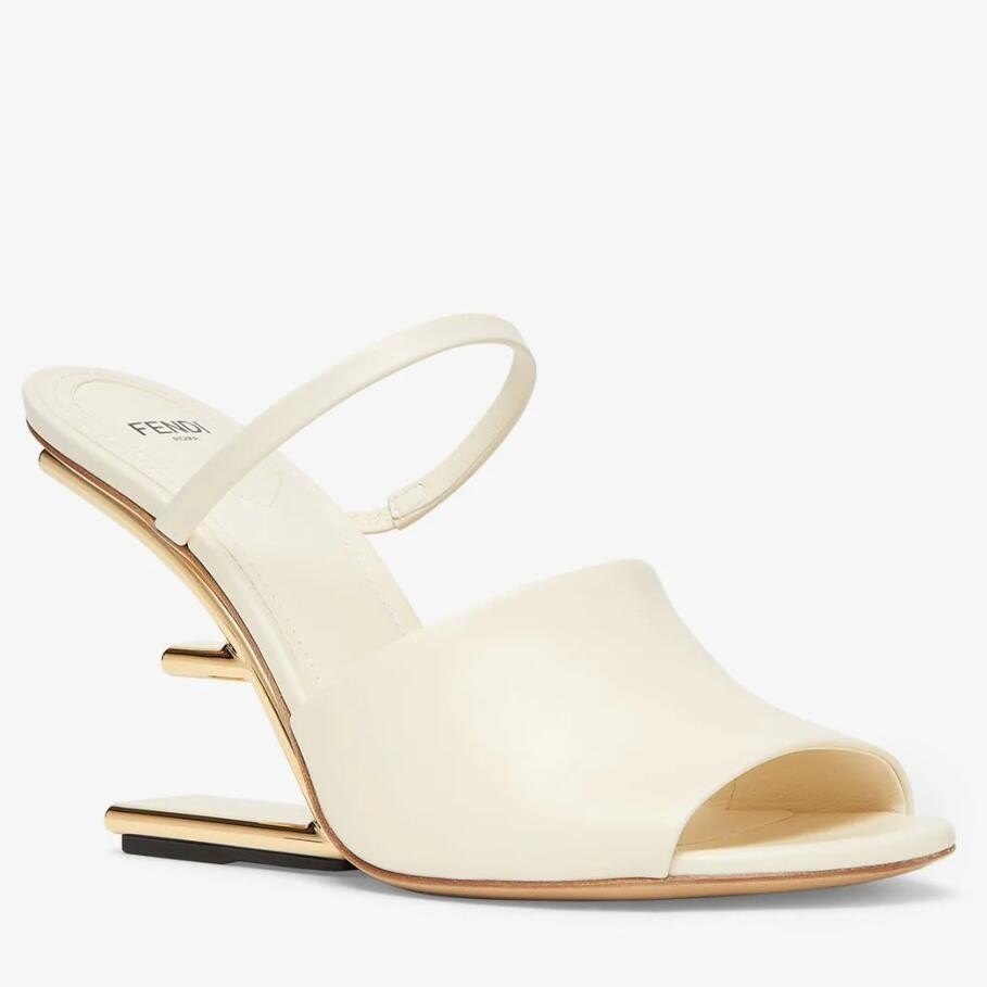 F**di first sandals 95mm in white calfskin