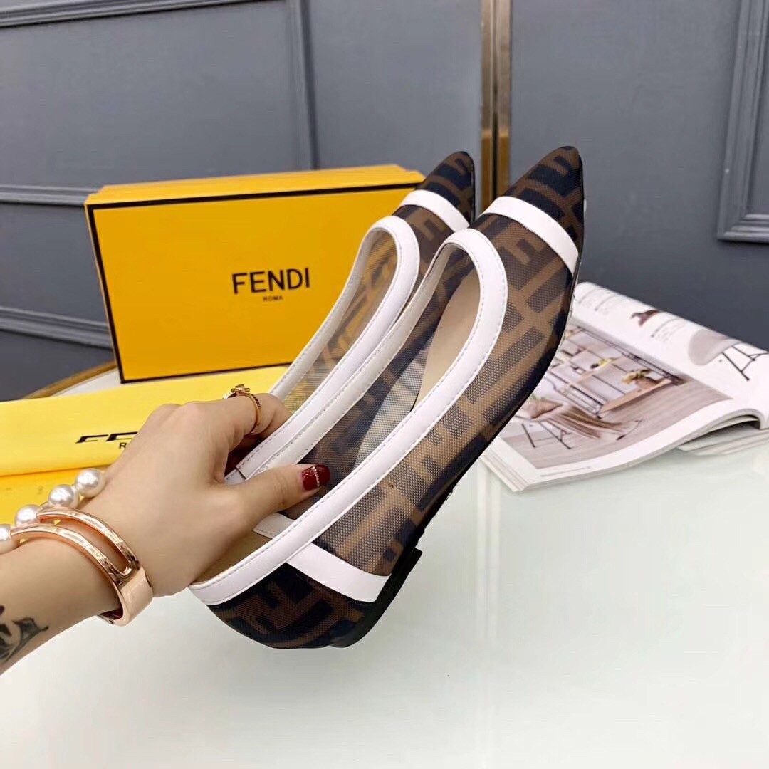 F**di white mesh flats ballerinas
