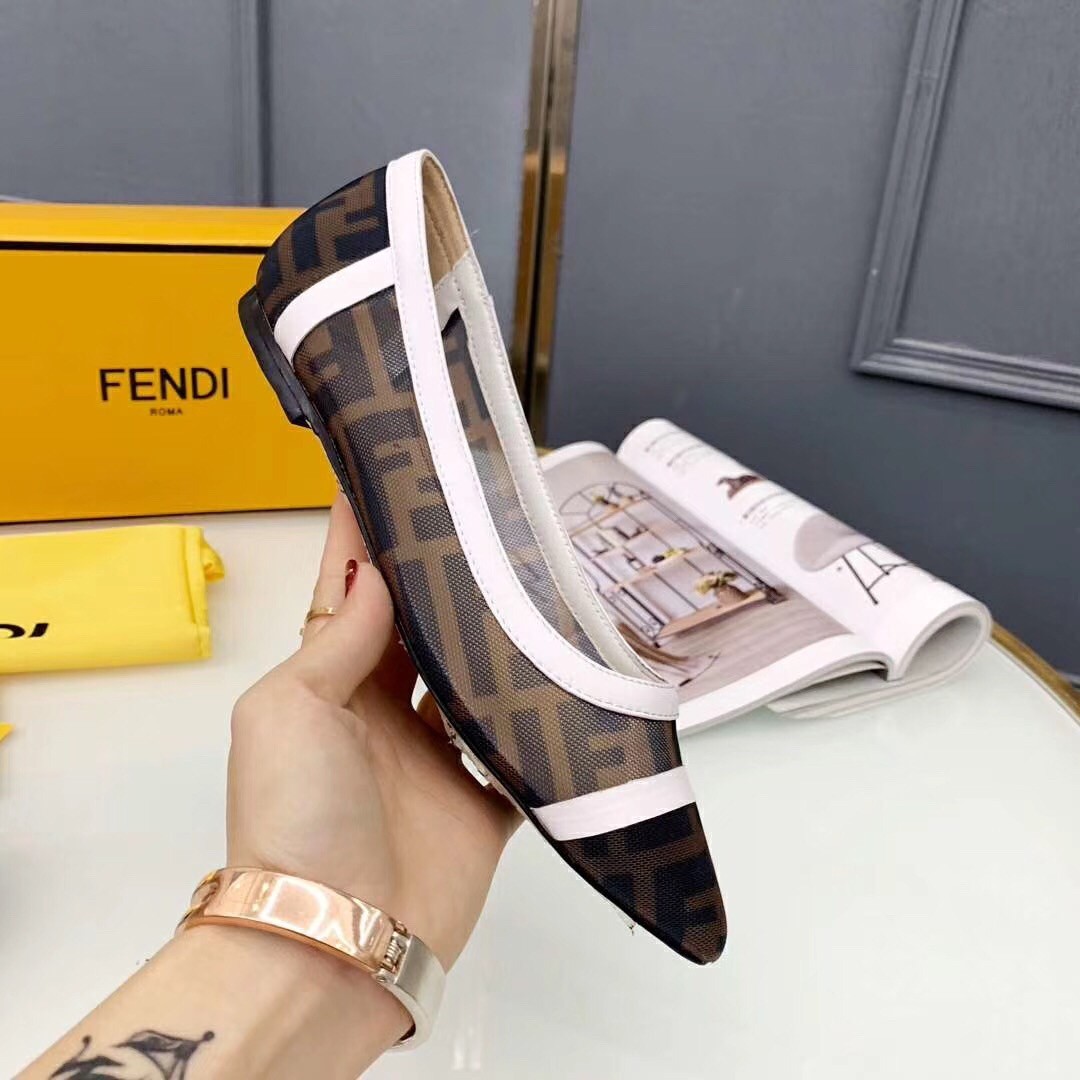 F**di white mesh flats ballerinas