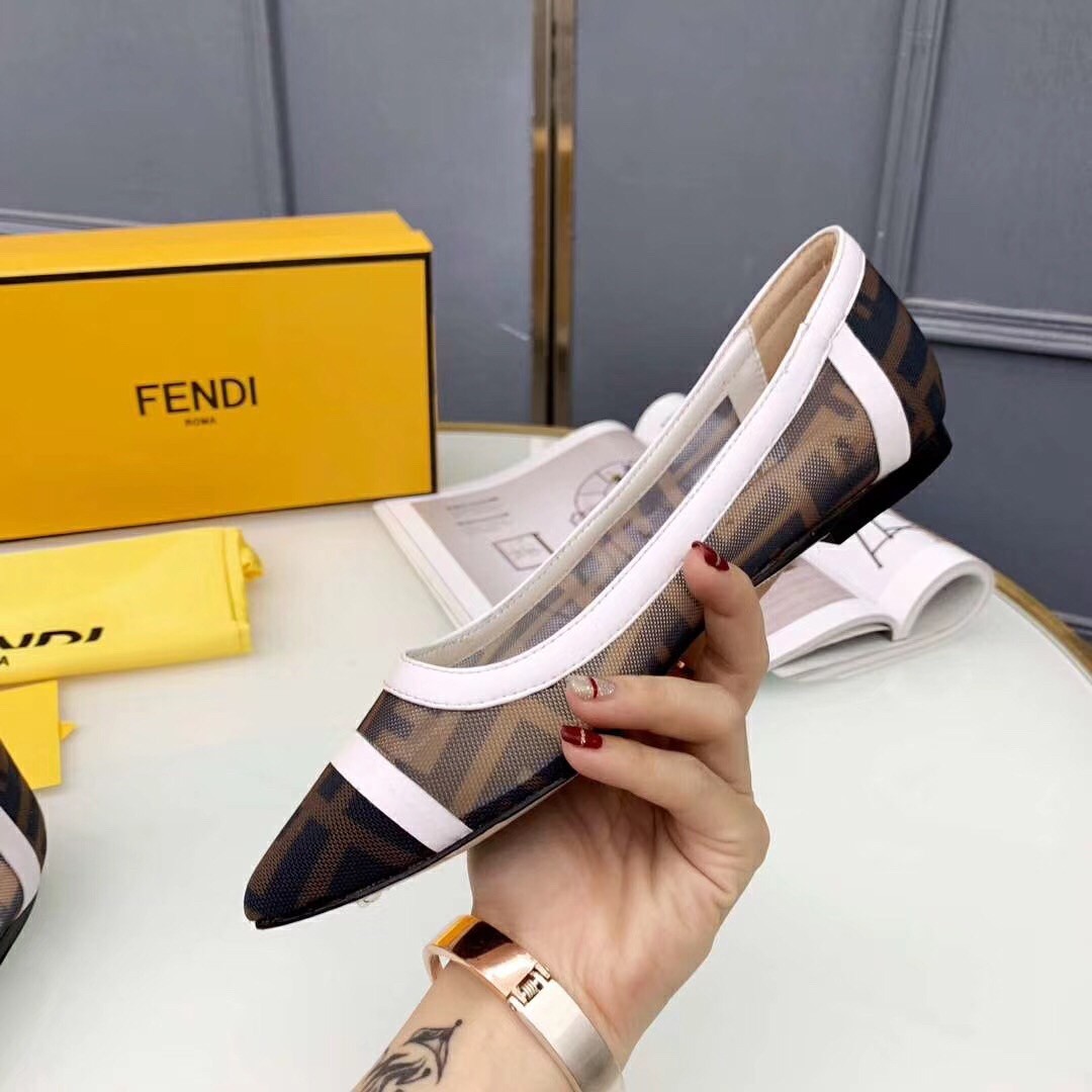 F**di white mesh flats ballerinas