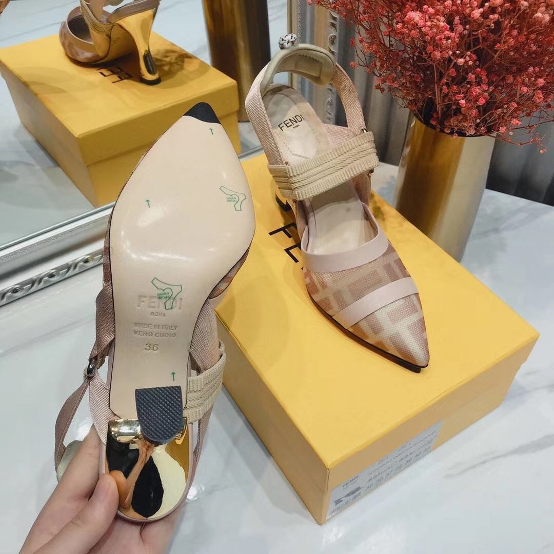 F**di pink mesh colibri slingbacks 55mm pumps