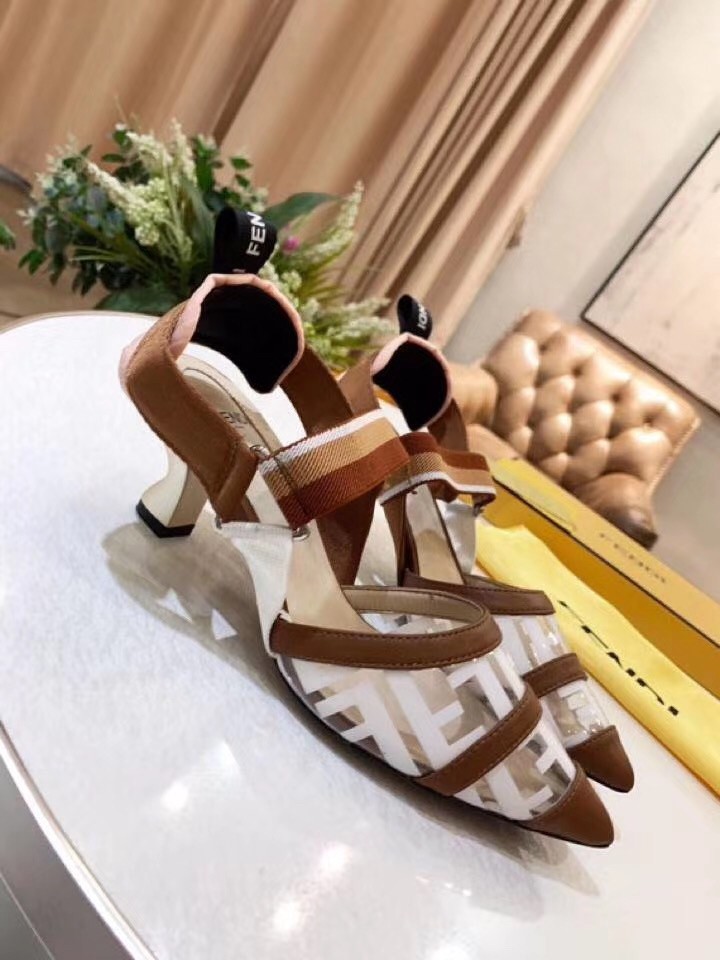F**di white pu colibri slingbacks 55mm pumps