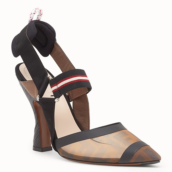 F**di multicolor mesh colibri slingbacks 85mm