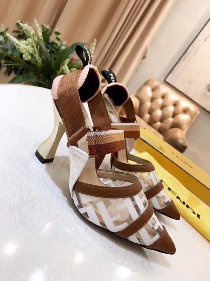 F**di white pu colibri slingbacks 85mm pumps