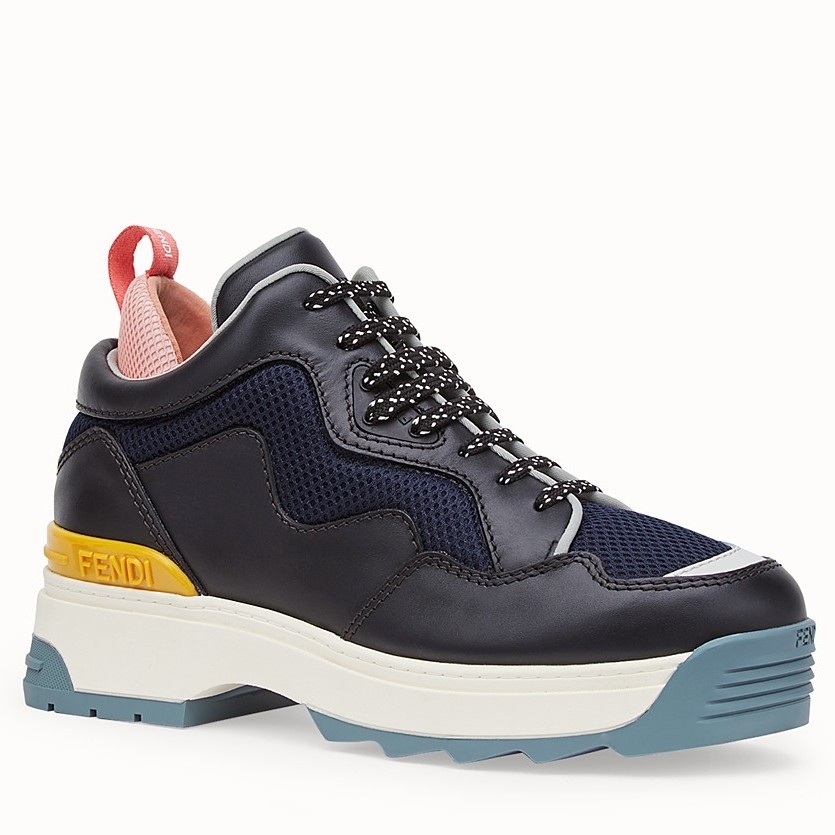 F**di t-rex sneakers in black calfskin and technical