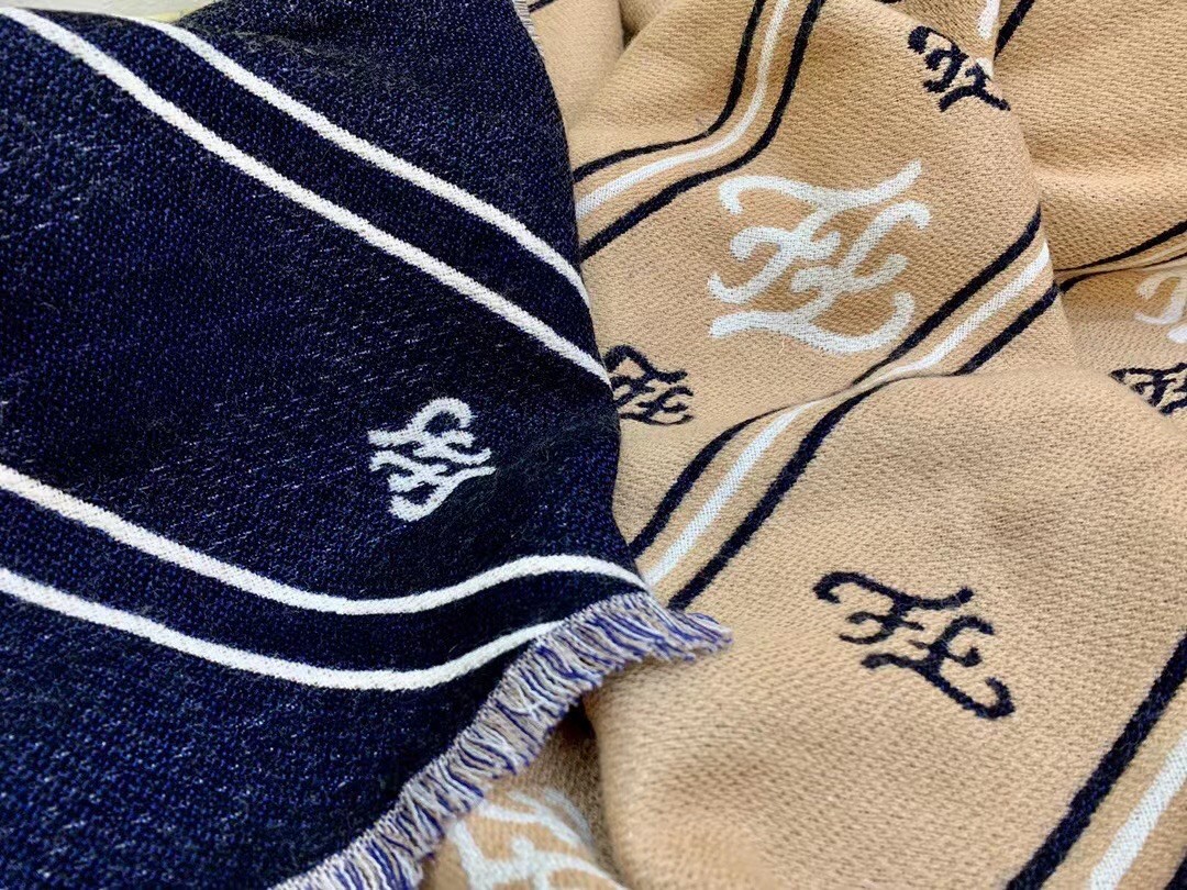 F**di beige wool karligraphy stole