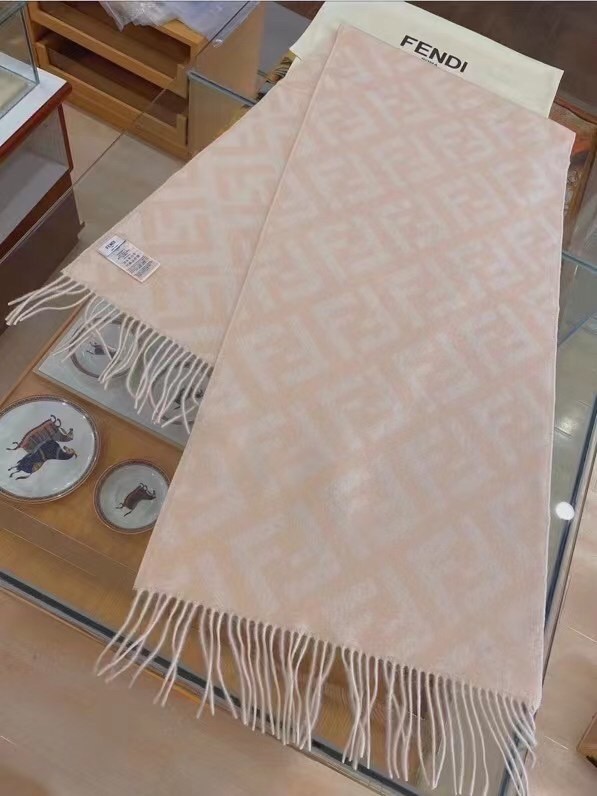 F**di beige cashmere ff long scarf